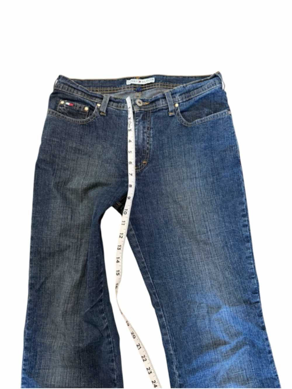 Tommy Hilfiger Flare Jeans Size 8 Dark Wash Bootcut Y2K Denim Jeans - Picture 7 of 10